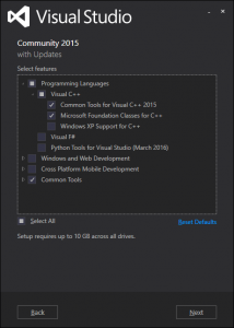 Visual Studio Installation Custom Options